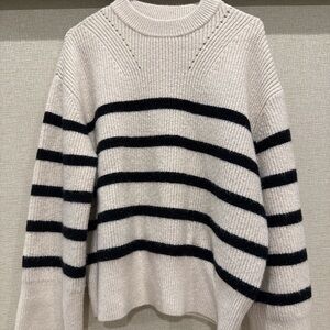 H&M Cream and Black Striped Sweater